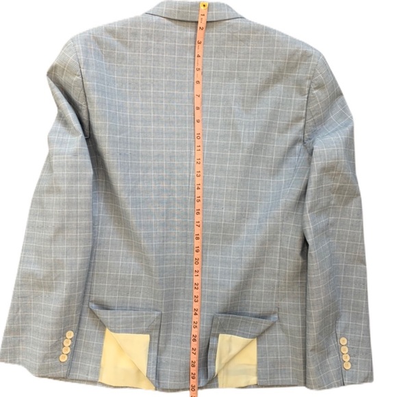 Gianni Feraud Doubled Breasted Blue Plaid Jacket - Picture 2 of 5